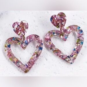 Pink Heart Drop Sparkling Earrings for Valentine’s 💘 Day! NEW!